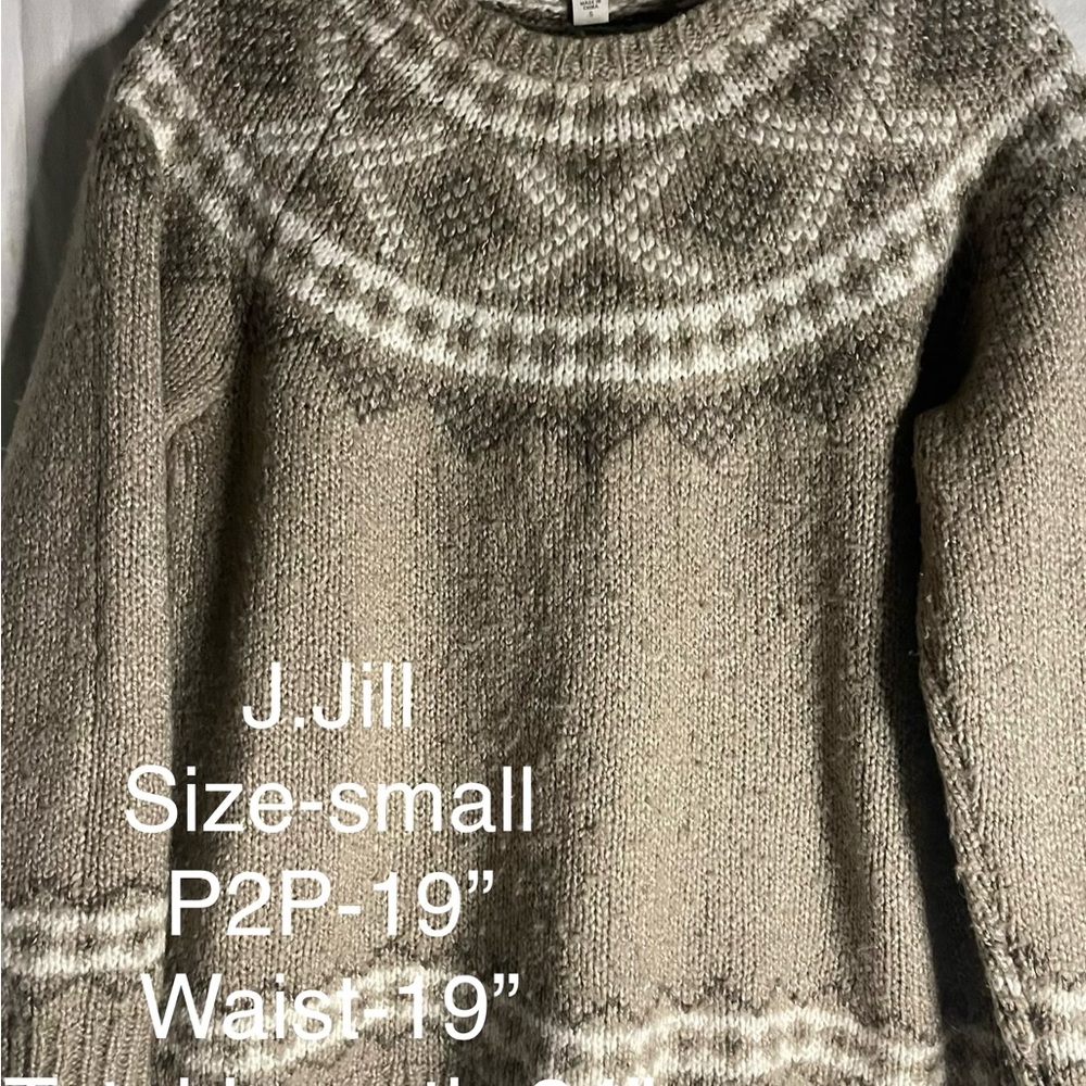 J. Jill Taupe and Cream Patterned Women's Sweater
